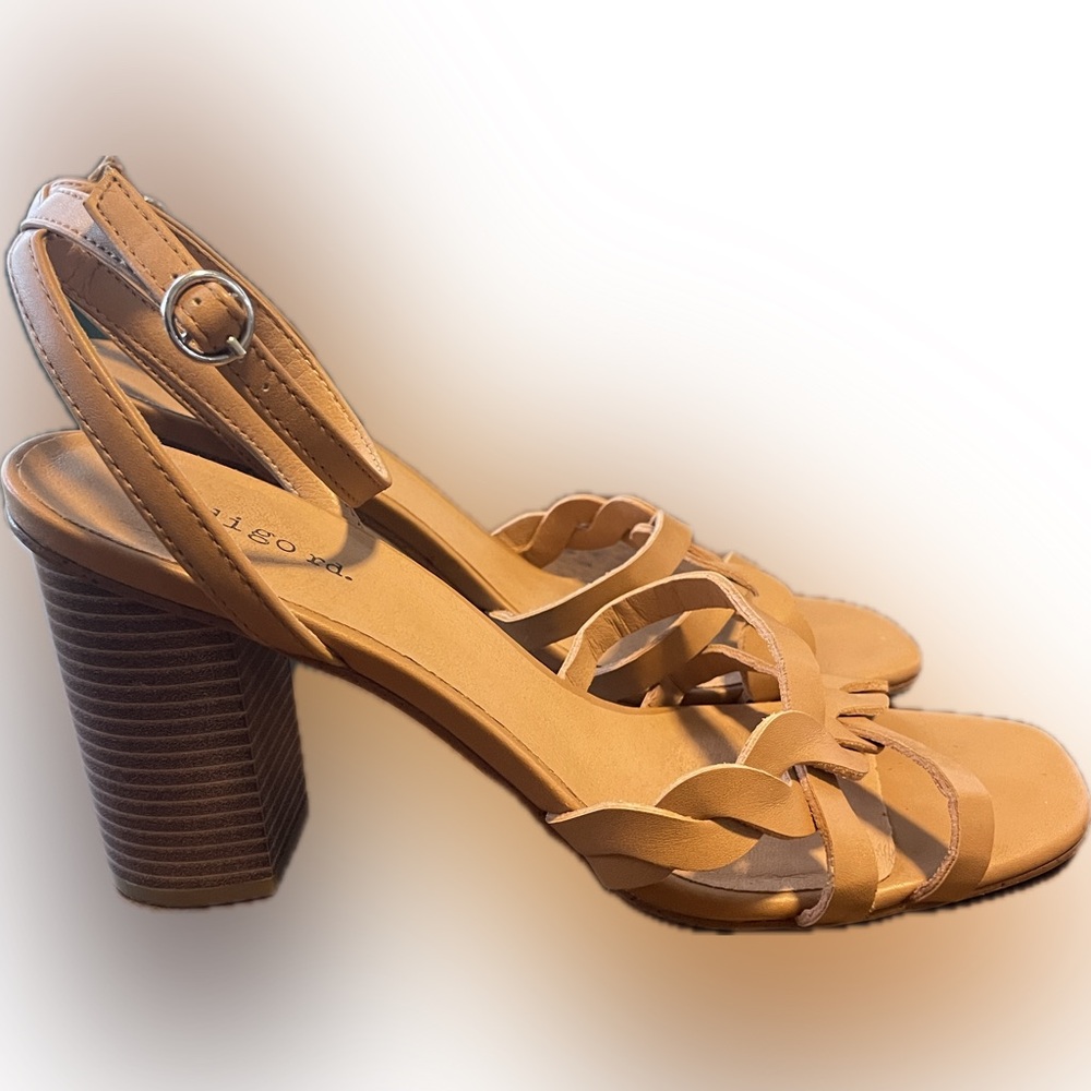 Ankle strap Braid Detail Tan Heels Size 9.00